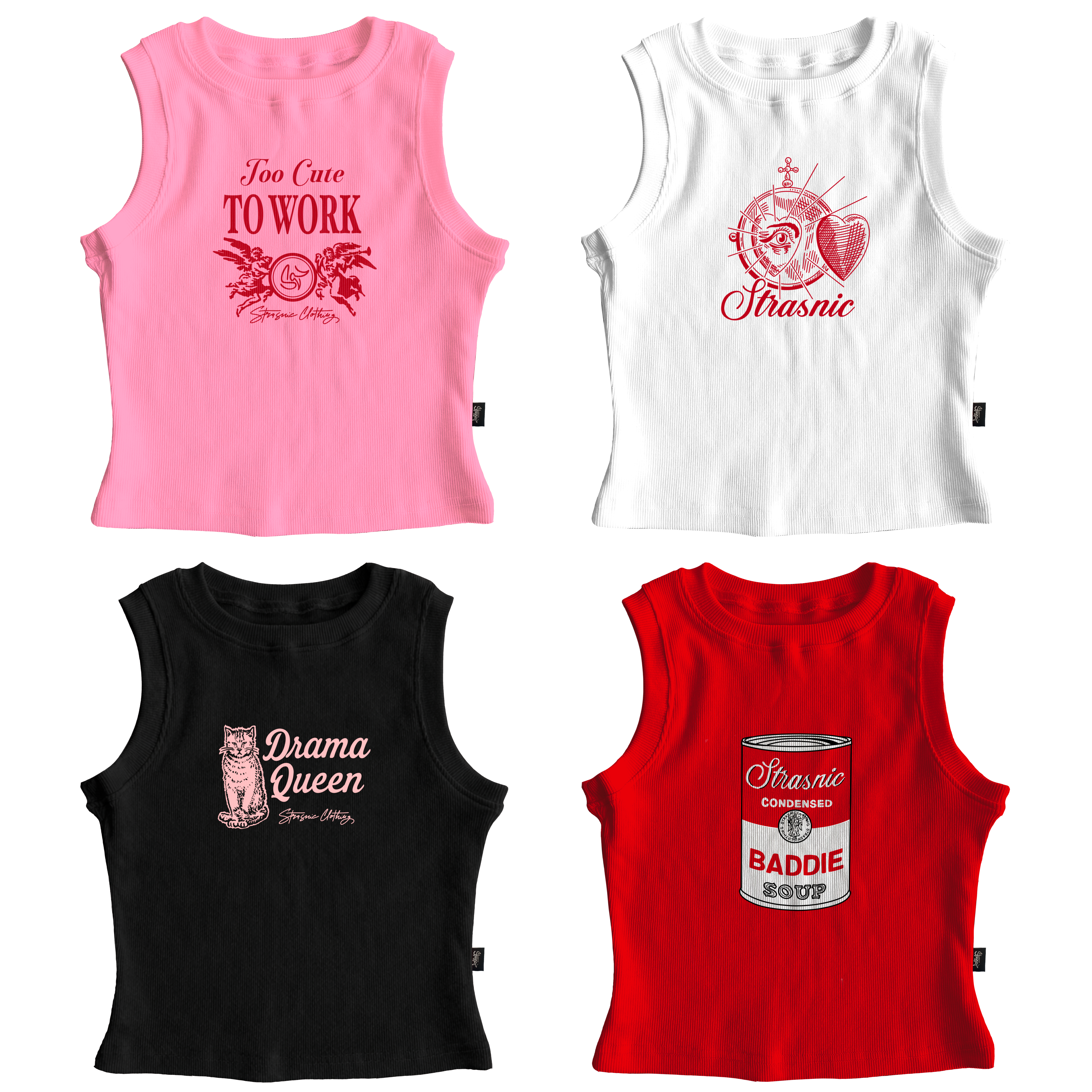 "Cute - Blind Love - Baddie Soup - Drama Queen" Crop Top